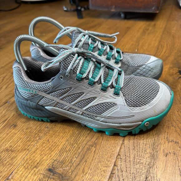 Merrell Shoes - Merrell All Out Charge Womens 8 Trail Running Shoes J03964 HyperWrap Grey Teal